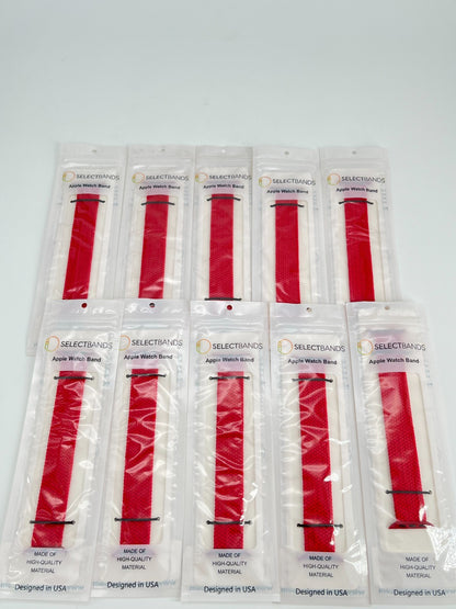 10-Pack  S   Red  Loop Watch Bands 0.8 x 6,2 Inch , Fits 42mm/44mm/45mm