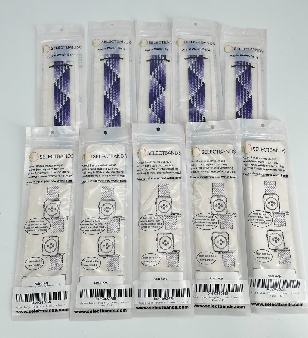 10-Pack L purple  Solid Loop Watch Bands 0.8 x 6.6Inch , Fits 38mm/40mm/41mm