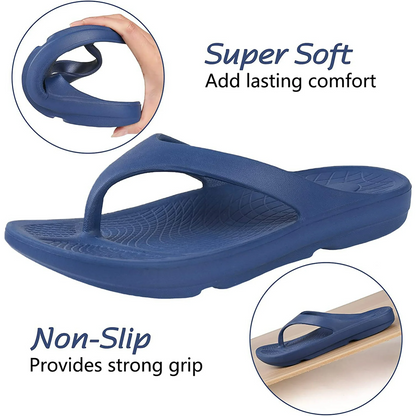 RockDove Women's Casual Flip Flops Slipper, Soft Waterproof Beach Slides BLUE S