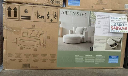 Holley Oversized Fabric Accent Chair with Storage Ottoman-only pick up in IL