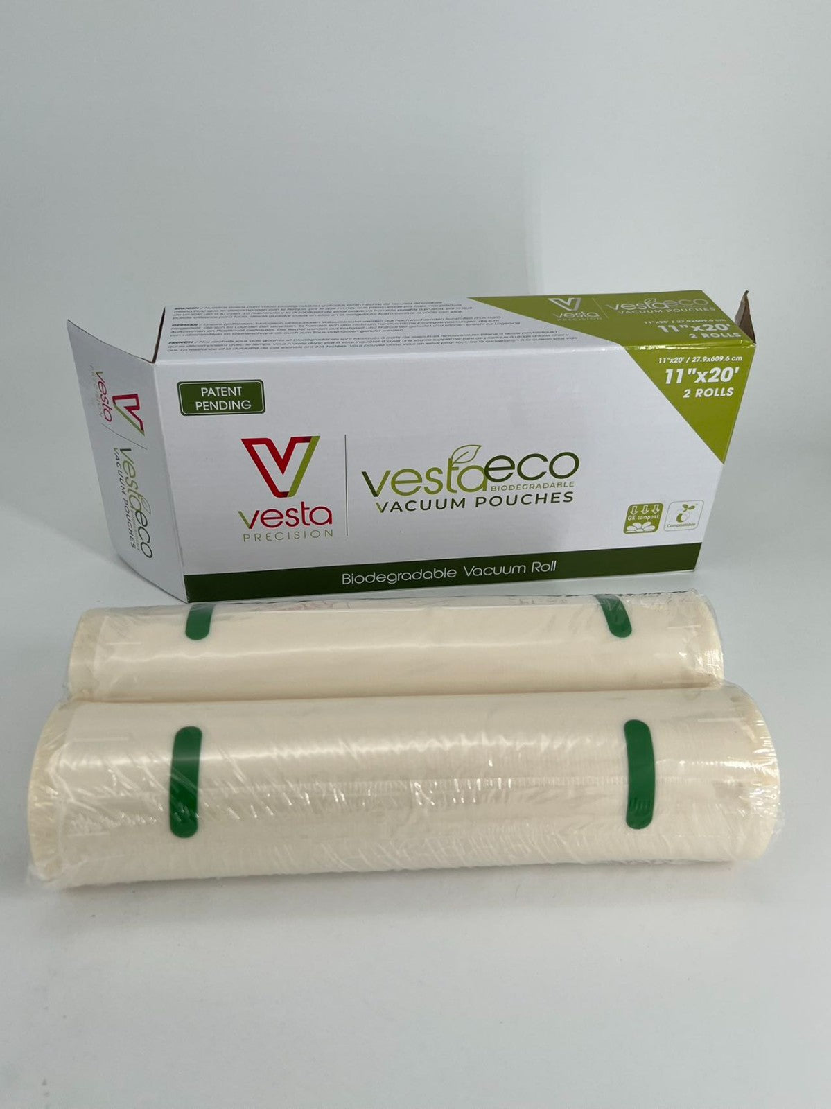 VestaEco Compostable Vacuum Seal Bags 11X20 Inches 2 ROLLS