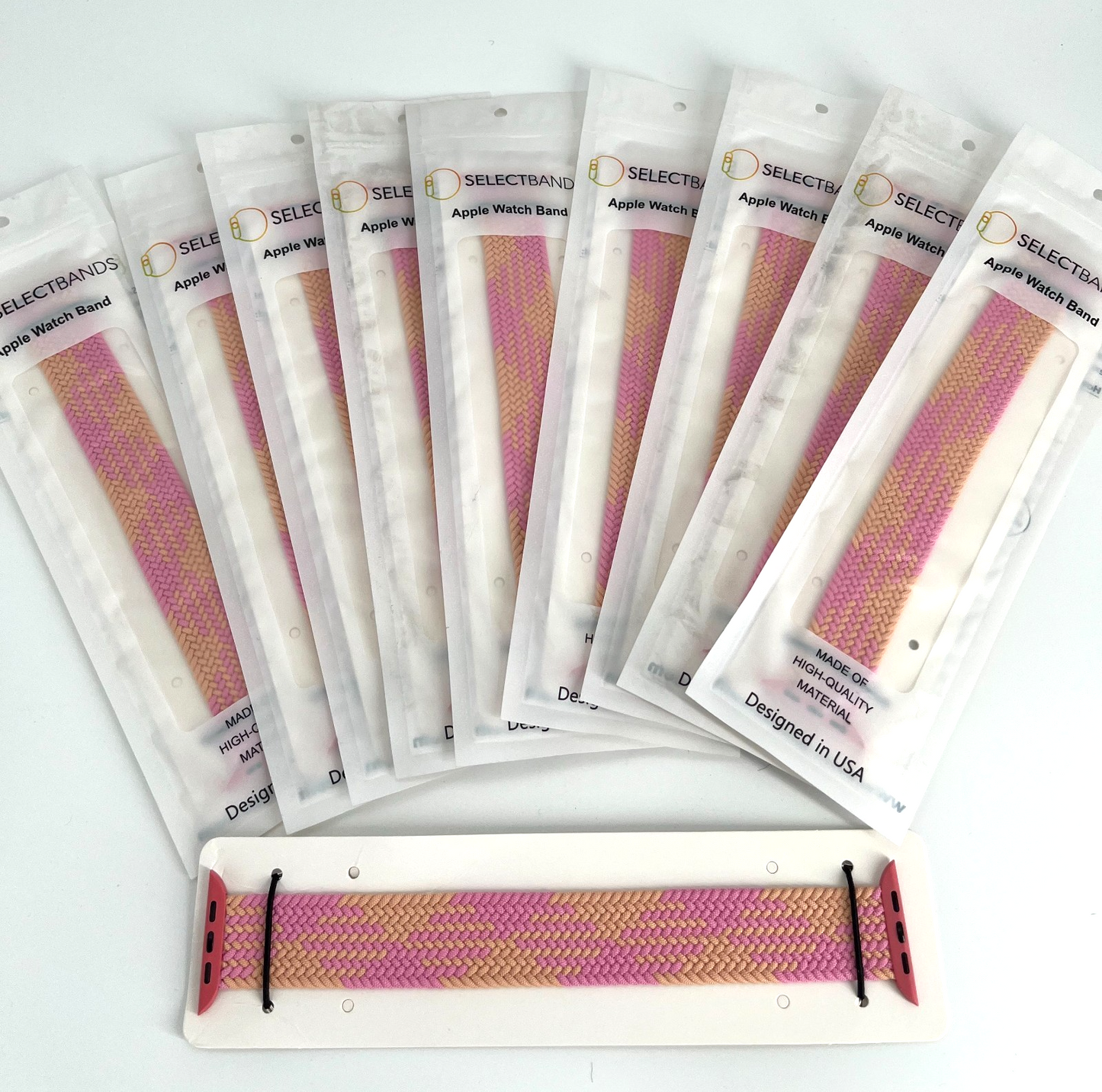 10-Pack Champagne Solid Loop Apple Watch Bands, 0.8 x 6.2Inch, Fits 42mm/44mm/45