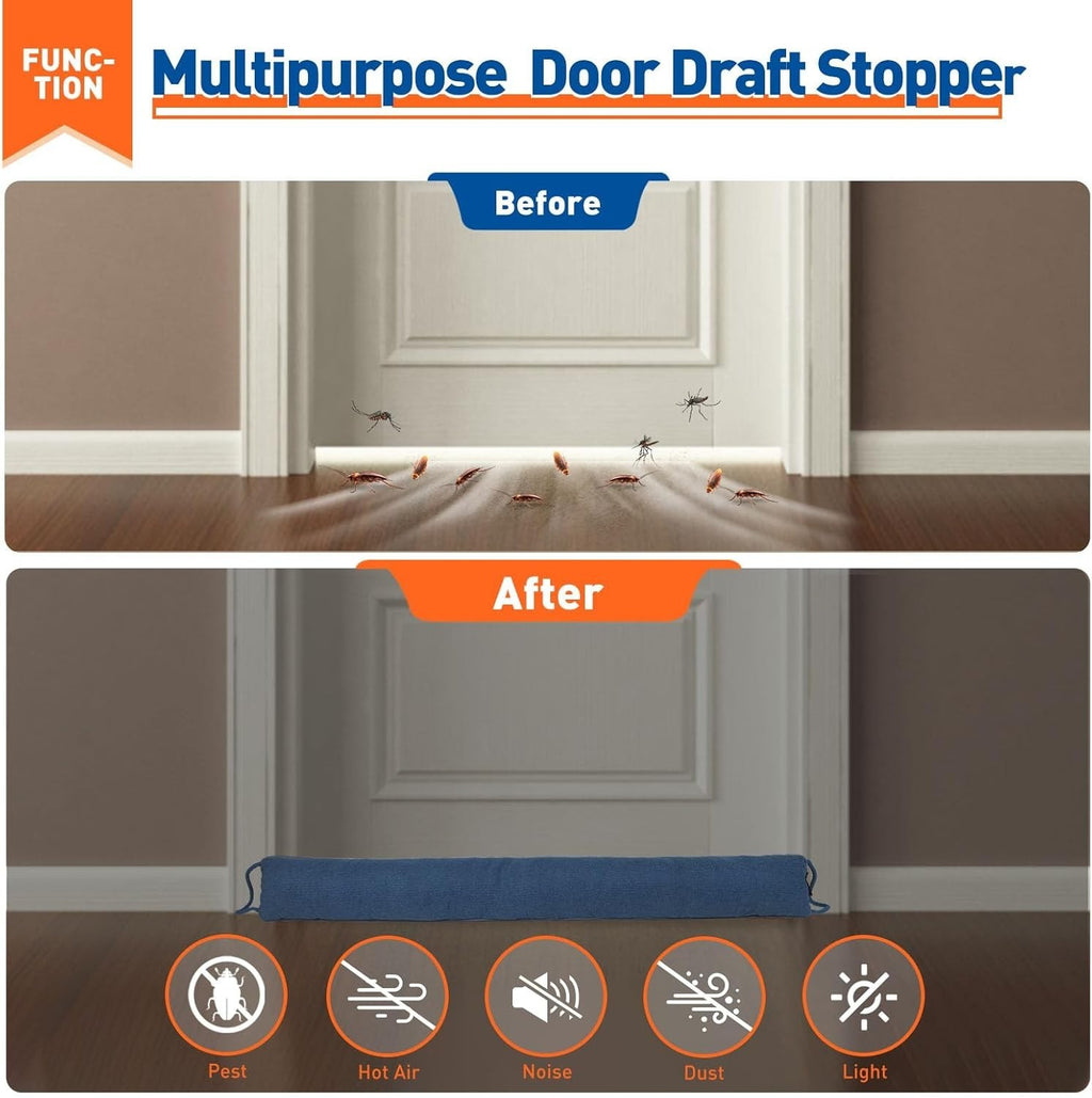 34in×4in  Under Door Draft Stopper-Weighted Noise&Wind Blocker ,Blue