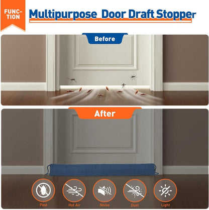 34in×4in  Under Door Draft Stopper-Weighted Noise&Wind Blocker ,Blue