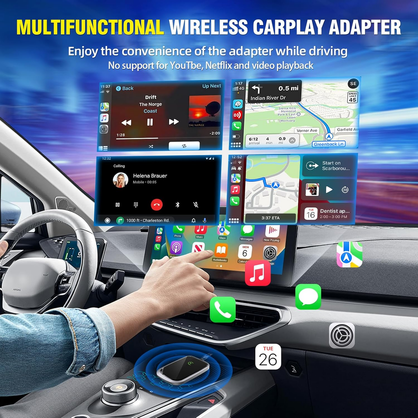 Wireless CarPlay Adapter, 2025 Upgraded Plug  for iOS 10+
