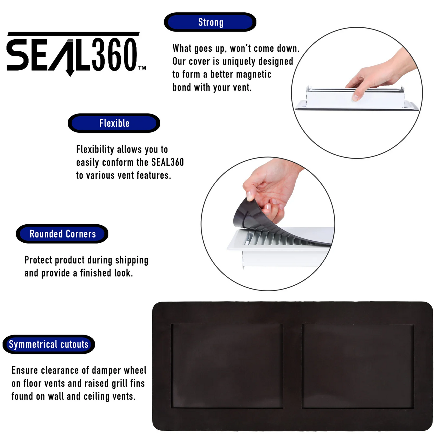 Magnetic Vent Cover 5.5x12" - Seal for Floor/Wall/Ceiling, RV Compatible
