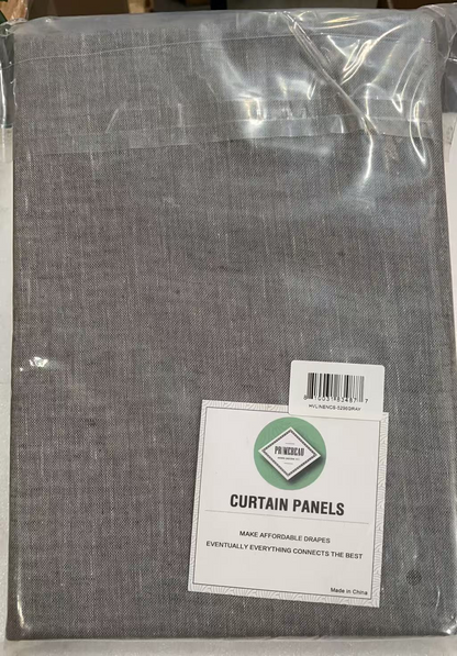 2-Pack Gray Semi-Sheer Curtains, 52×96”, Linen Look, Grommet Top..
