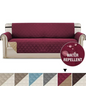 H.VERSAILTEX 1-Piece Reversible Quilted XL Sofa Pet Cover Protector, Burgundy/Ta
