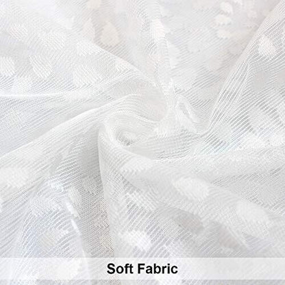 ZHH White Lace Valance Curtains Embroidery Semi Kitchen Valances H 15” x W 59”