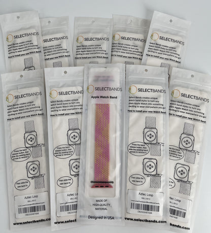 10-Pack  L  Champagne  Solid Loop Apple Watch Bands 0.8 x 6.5Inch , Fits 38mm/40