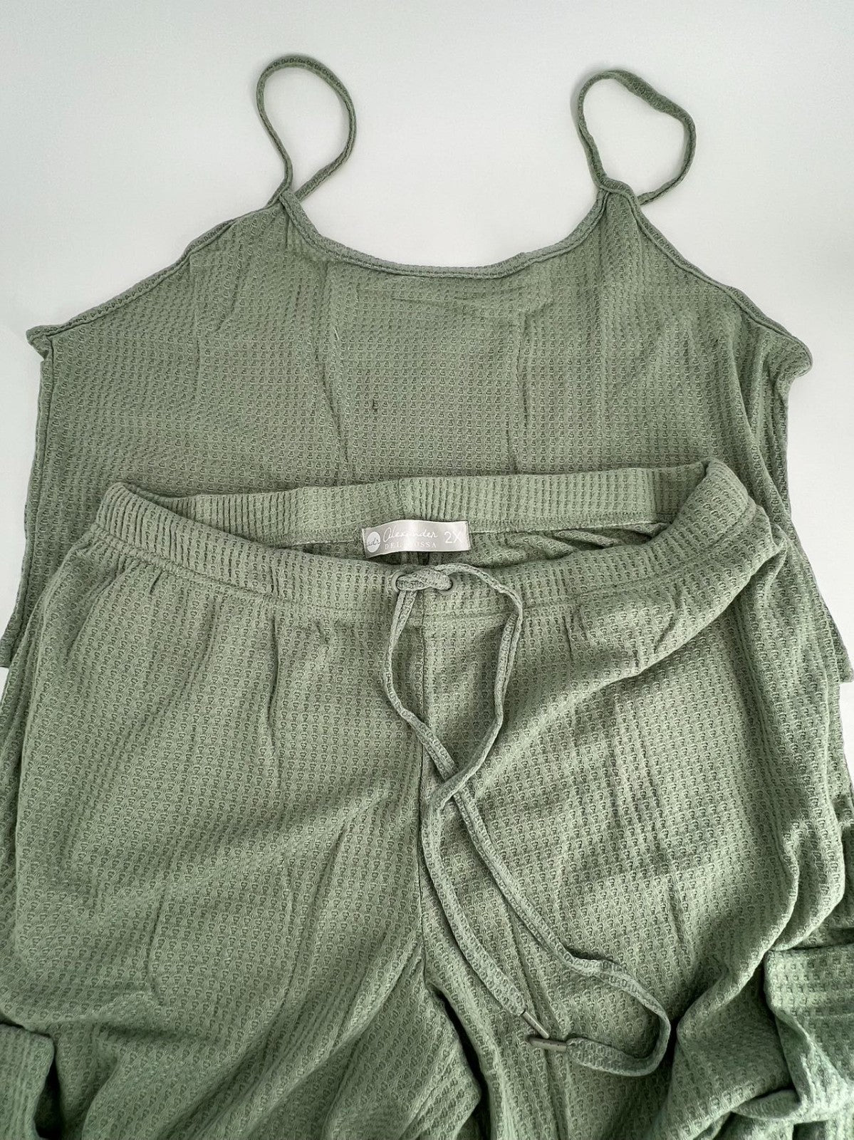 Women's Cami Top & Pants, Pajamas with Pockets, Spaghetti Straps green  2X
