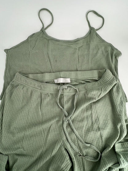 Women's Cami Top & Pants, Pajamas with Pockets, Spaghetti Straps green  2X