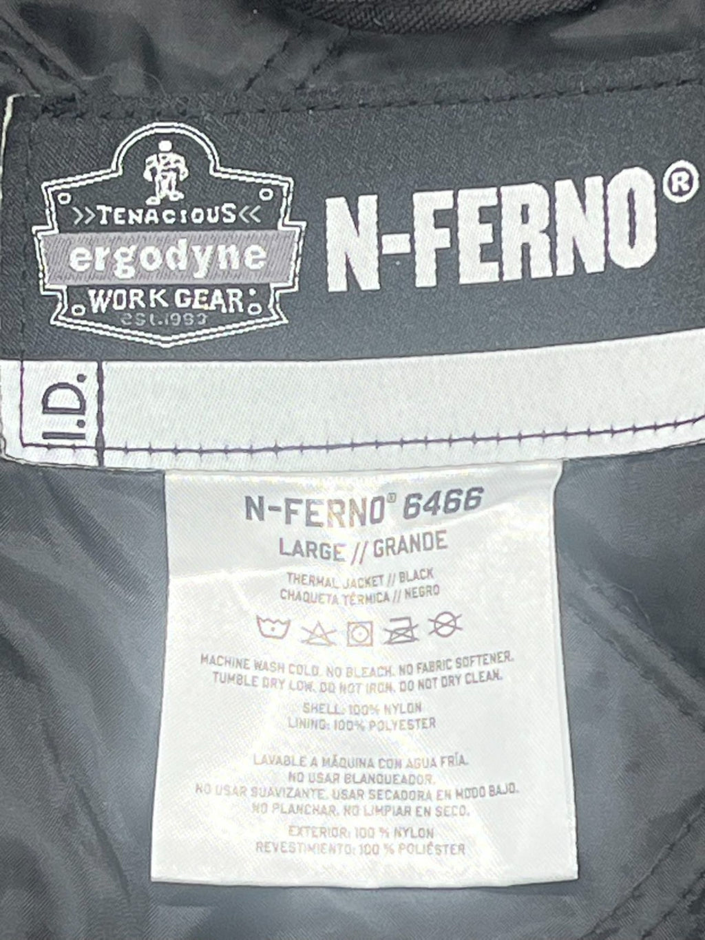 N-Ferno 6466 Large Black Thermal Jacket