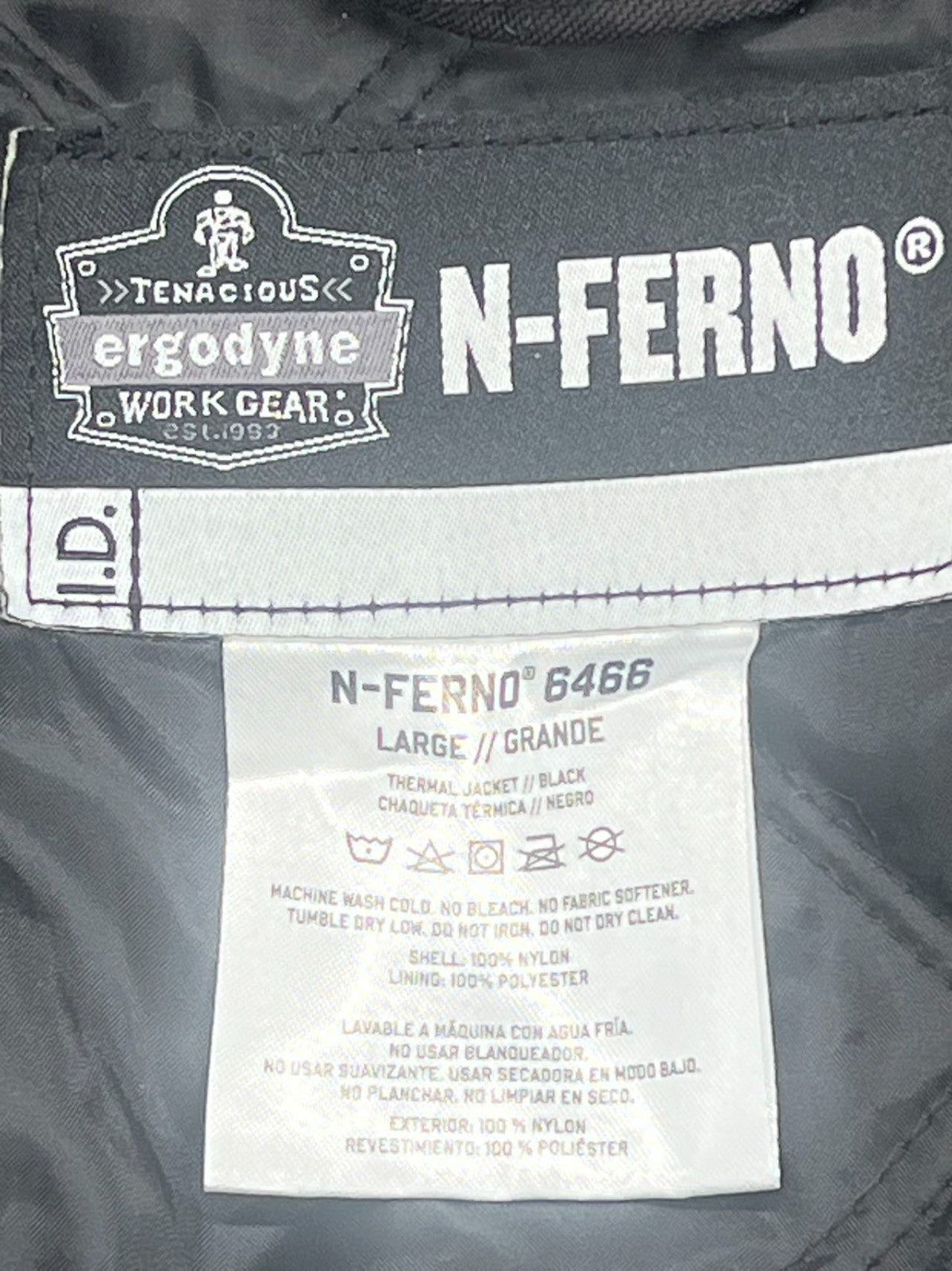 N-Ferno 6466 Large Black Thermal Jacket