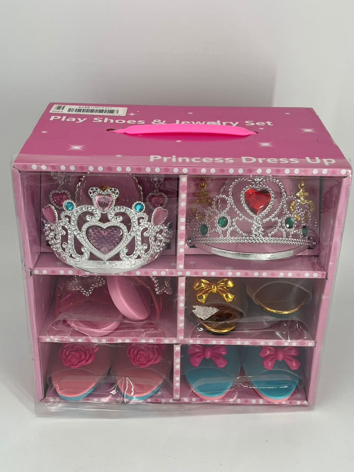 Princess Dress Up Shoes Toys 4 Pairs Girls Plastic Shoes and Jewelry Accessories