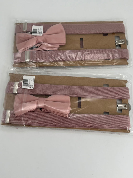 2pcs Pink Suspenders & Bow Tie Set – Adjustable