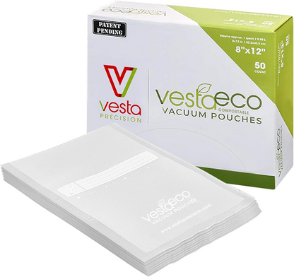 VestaEco Commercially Compostable Vacuum Seal Bags 8 x 12 Inches - 50 Vacuum Bag