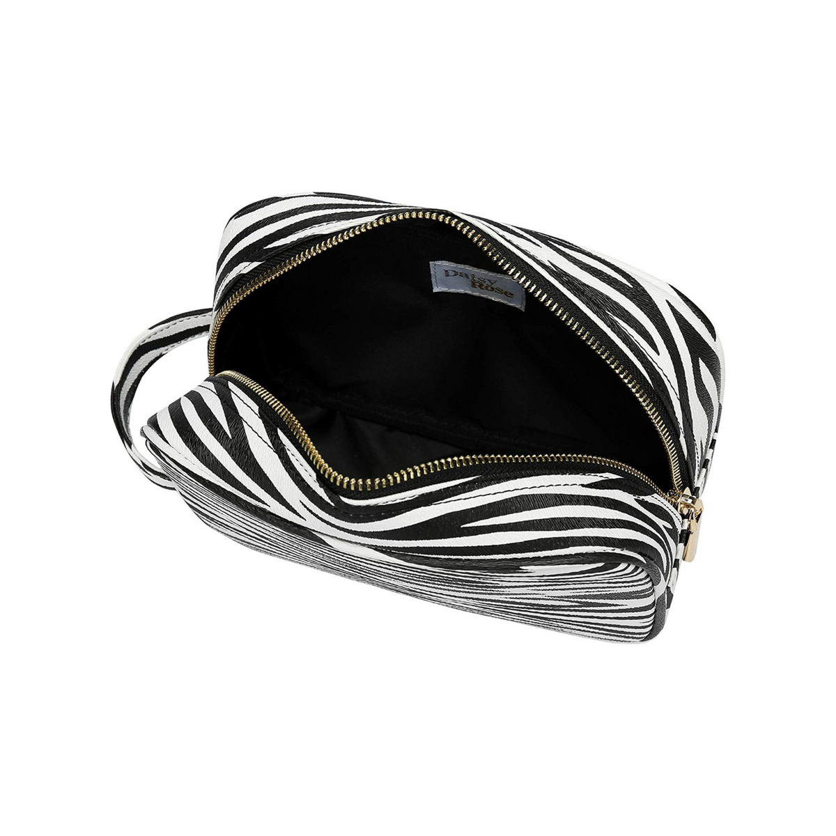 Daisy Rose Cosmetic Toiletry Bag PU Vegan Leather Travel Bag for Women - Zebra.