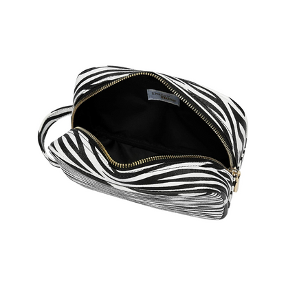 Daisy Rose Cosmetic Toiletry Bag PU Vegan Leather Travel Bag for Women - Zebra.