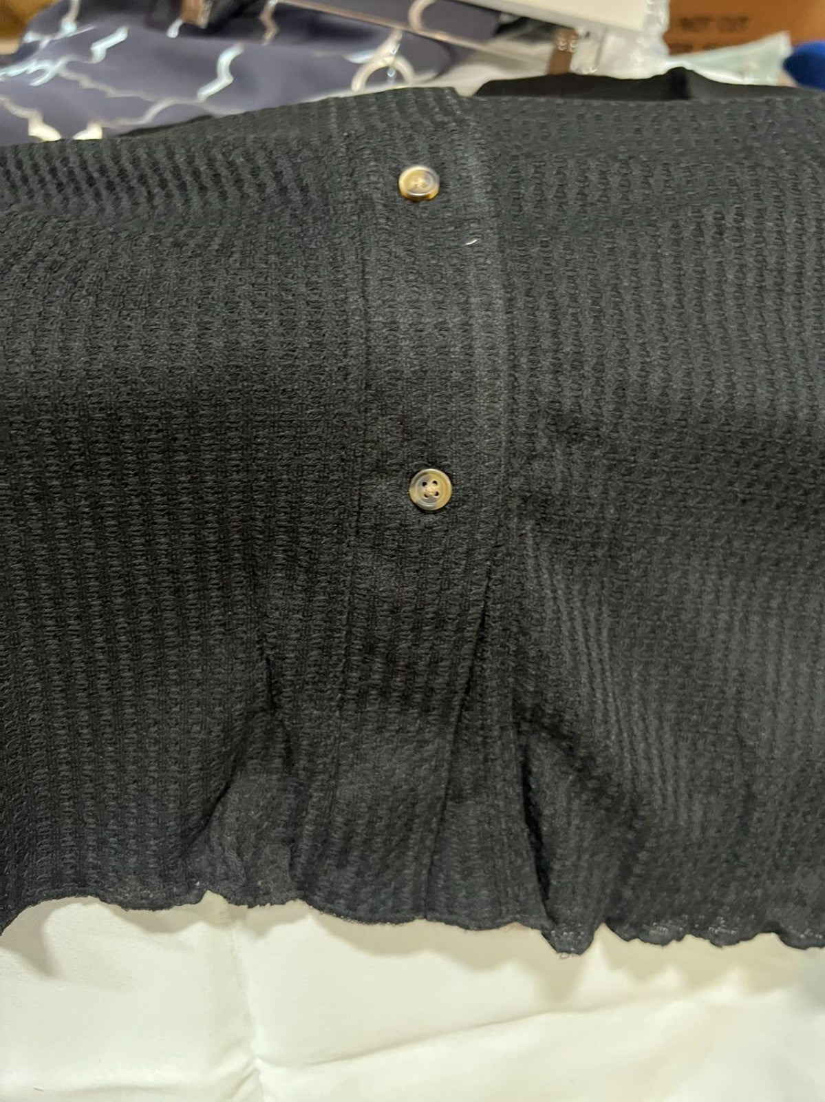 Nightshirt, Lightweight Button Down Pajama Top black Size S