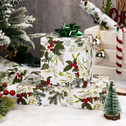 Christmas Wrapping Paper Roll - Watercolor Cherries Gift