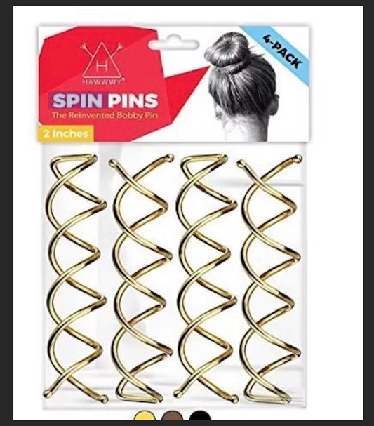 2pack Golden Color Fast & Easy Bun Maker Metal Spiral Bobby Pins (8 CT/pack)