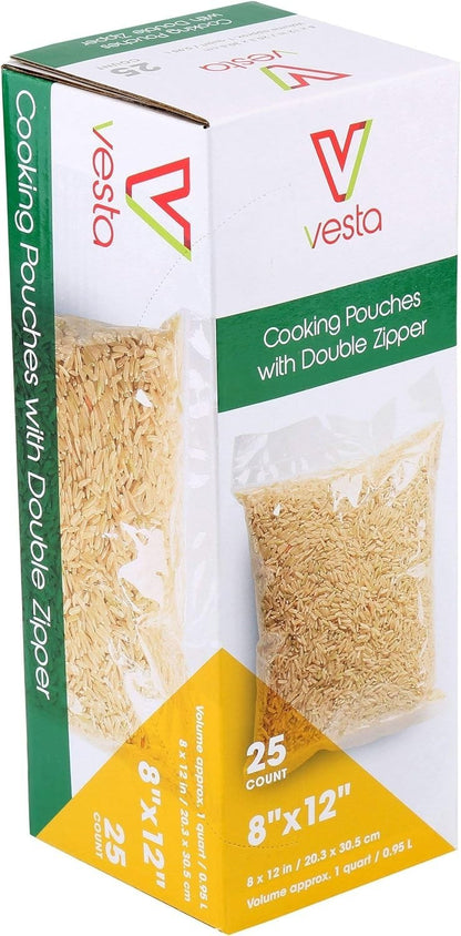 Double Zipper Clear Food Storage Bags, No Vacuum Needed, 8” x 12”, 25-Pack