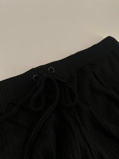 Women's Satin Sleeveless Top & PJ Shorts Pajamas Set black Size L