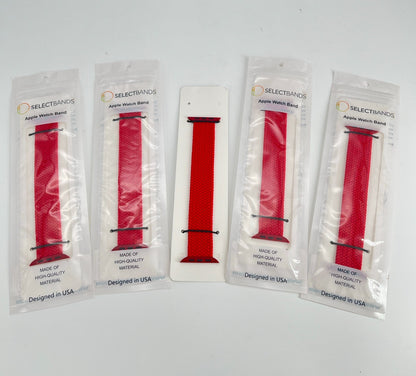 5 -Pack XS  Solid Red  Loop Watch Bands 0.8 x 5.6 Inch Fits 42mm/44mm/45mm