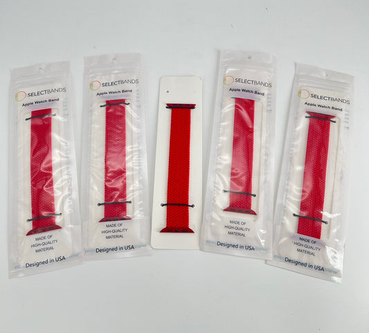 5 -Pack XS  Solid Red  Loop Watch Bands 0.8 x 5.6 Inch Fits 42mm/44mm/45mm