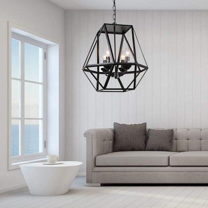 Modern Industrial Black 4-Light Ceiling Pendant, 70” Cord, 17”H x 16.3”W Fixture
