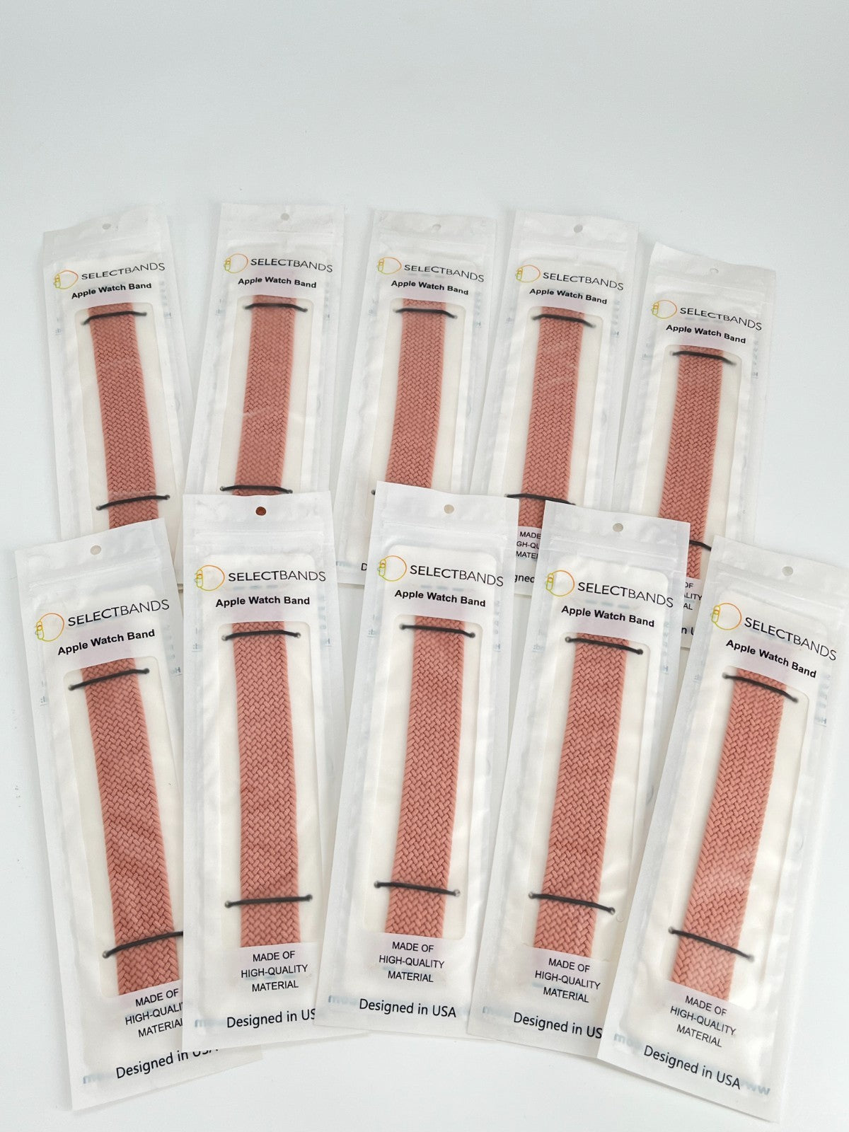 10-Pack L  Champagner  Solid Loop Watch Bands 0.8 x 6.5 Inch , Fits 38mm/40mm/41