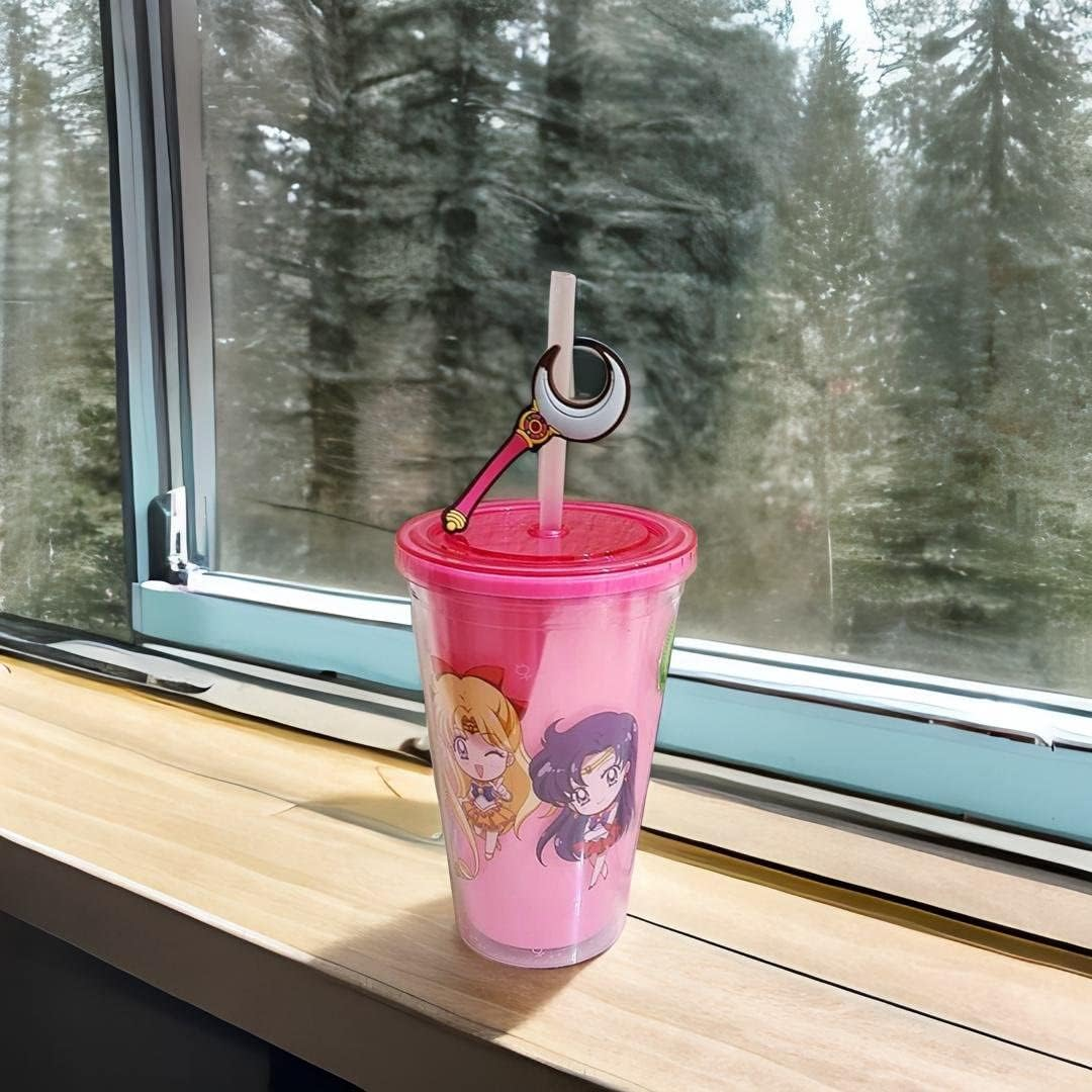 JUST FUNKY Sailor Moon Crystal Carnival Cup with Straw | 16oz Plastic Travel