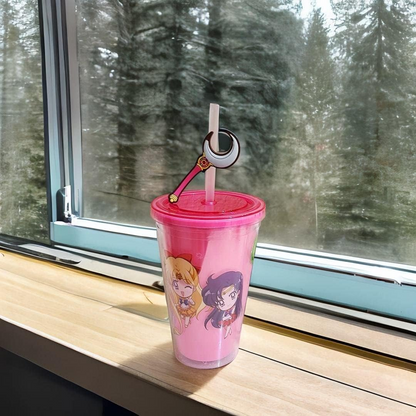 JUST FUNKY Sailor Moon Crystal Carnival Cup with Straw | 16oz Plastic Travel