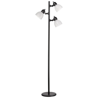 12719 Life 63" 3-Light Floor Lamp, Matte Plastic, LED Bulbs Included, Black with