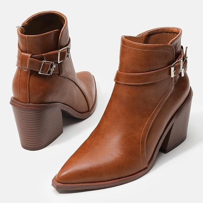 Women's Pointed             Color: Brown Size：9
