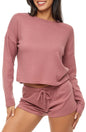 Women's Knit Pajamas Set, Long Sleeve Top and Pajama Shorts 2X