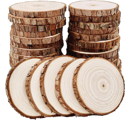 Unfinished Wood Slices – 115Pcs (3–3.5”) for DIY Crafts & Decor