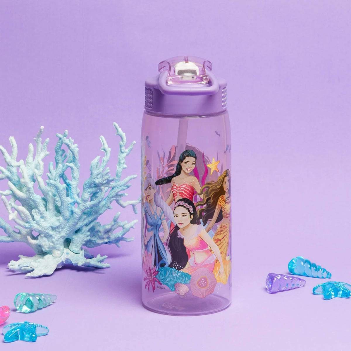 Zak Designs The Little Mermaid Live 25 ounce Reusable Plastic Water Bottle with