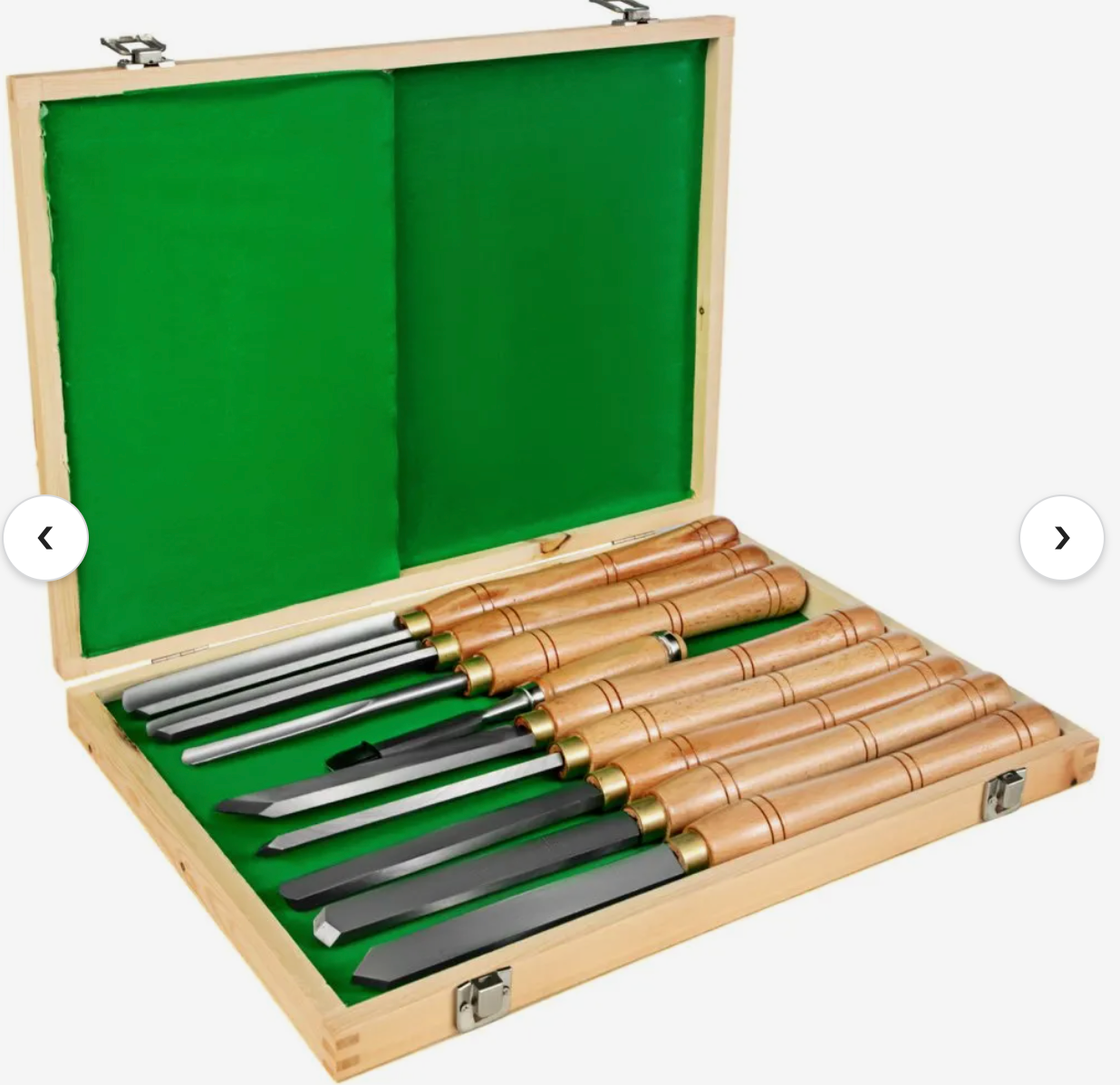 8 Piece Wood Lathe Chisel Set & Wooden Storage Case/bonus chisel