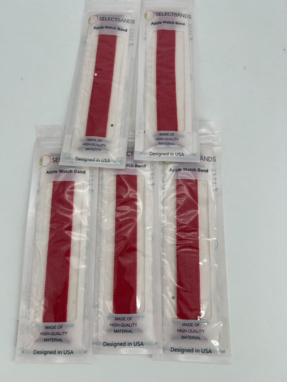5- Pack L Color RED SOLID Loop Watch Bands 0.8 x 6.7 Inch  Fits 42mm/44mm/45mm