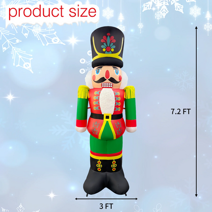 7.2 FT Christmas Inflatable Nutcracker Soldier Blow up with Build-in LED Lights