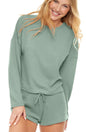 Large Size Ribbed Pajama Set, Sage Green