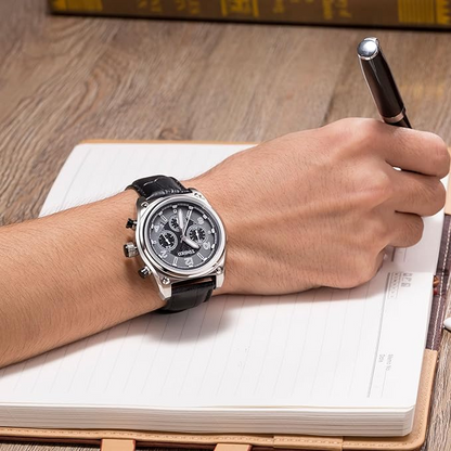 Men's Multifunction Chronograph Illuminated Watch in Stainless Steel