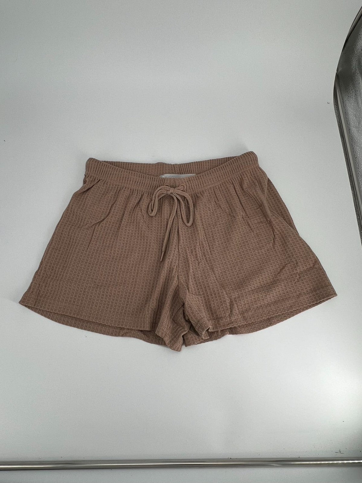 Women's Satin Sleeveless Top & PJ Shorts Pajamas Set Shadow Beige Size L