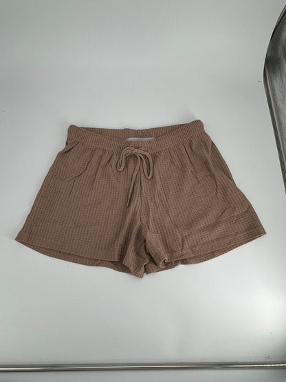 Women's Satin Sleeveless Top & PJ Shorts Pajamas Set Shadow Beige Size L