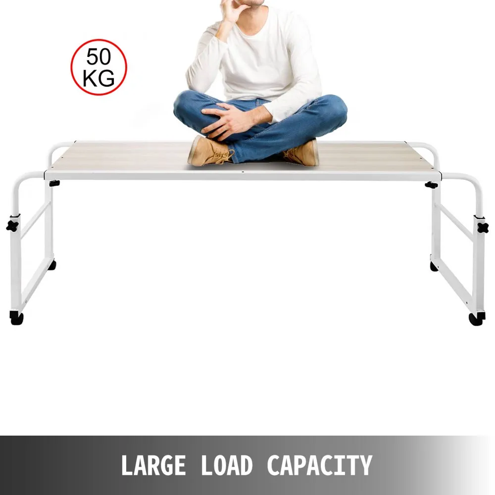 47 Inch Overbed Table with Wheels 1M Rolling Bed Table Mobile Over The Bed Table