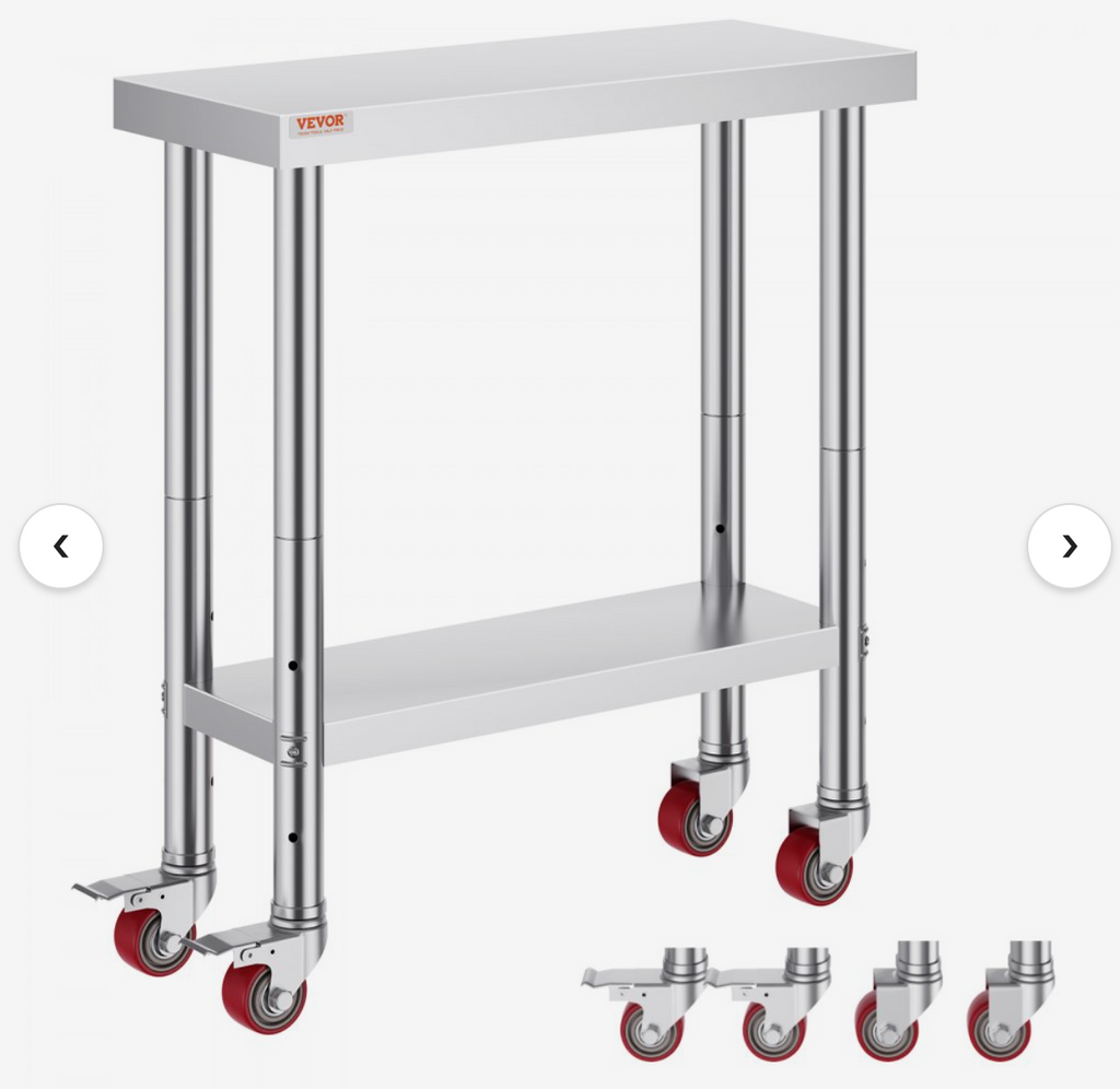 Stainless Steel Work Table with Casters | Work Station