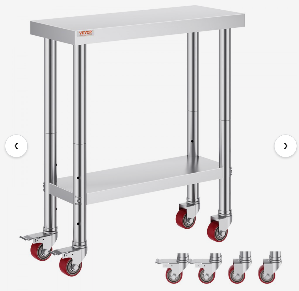 Stainless Steel Work Table with Casters | Work Station