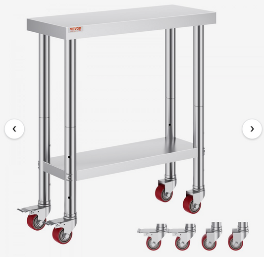 Stainless Steel Work Table with Casters | Work Station
